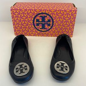 Tory Burch ballerina flats with silver logo 7.5